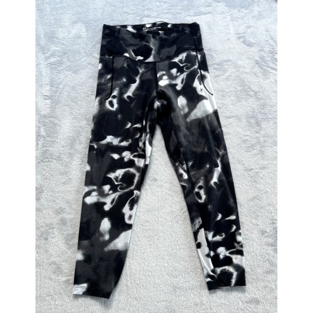 Under Armour Leggings Womens S Black White Meridian Print Ankle‎ High Waisted